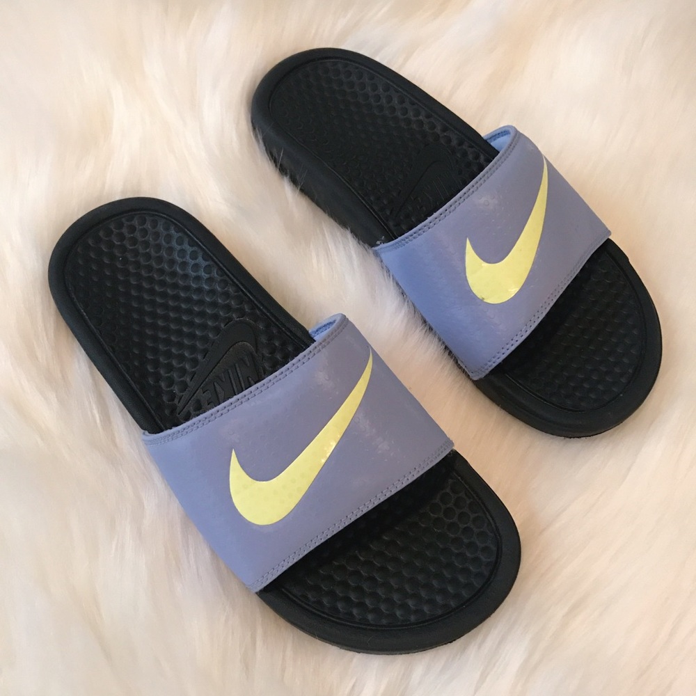 NIKE Women's Pale Purple and Yellow Slide Sandals